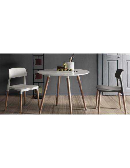 Silla CROSCAT (SU), madera, polipropileno gris oscuro