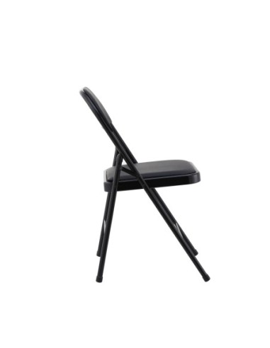 Silla SMART, plegable, metal, epoxi negro, vinilo negro