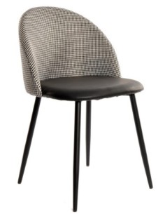 Silla ETNA, metal negro, tapizado pata de gallo y similpiel negra