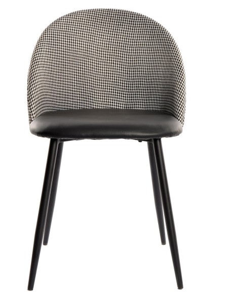 Silla ETNA, metal negro, tapizado pata de gallo y similpiel negra