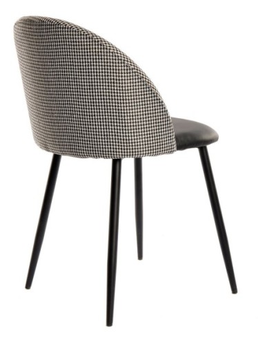 Silla ETNA, metal negro, tapizado pata de gallo y similpiel negra