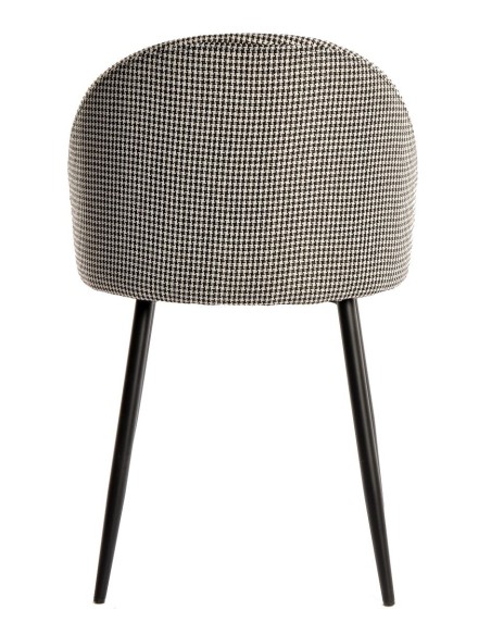 Silla ETNA, metal negro, tapizado pata de gallo y similpiel negra