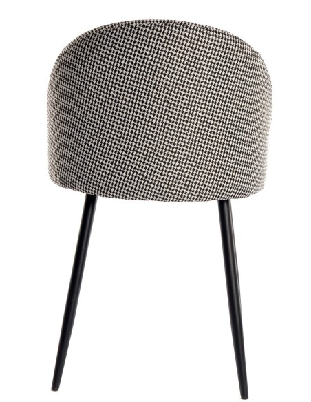 Silla ETNA, metal negro, tapizado pata de gallo y similpiel blanca