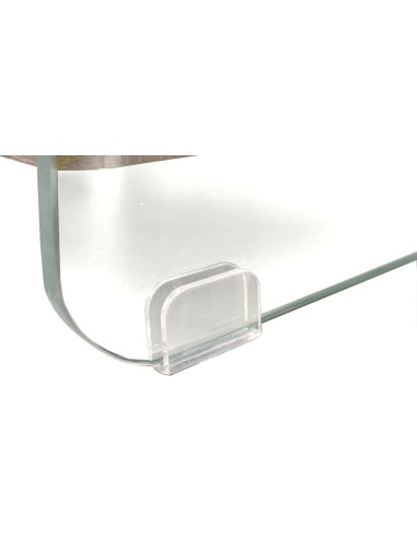 Mesa SEBAS, baja, cristal curvado, dos cajones, 50 x 43 cms