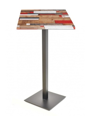 Mesa alta TROCADERO, negra, base de 110 cms y tapa de 60x60 cms. Color a elegir