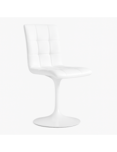 Silla IVONNE, metal blanco, tapizado similpiel blanca