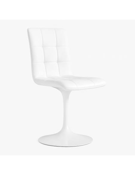 Silla IVONNE, metal blanco, tapizado similpiel blanca