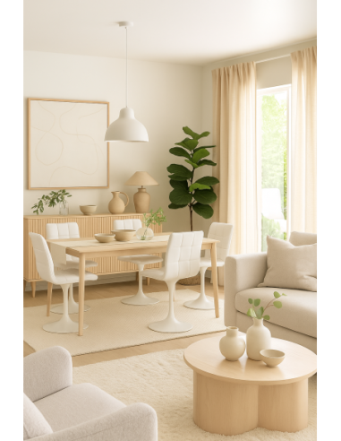 Silla IVONNE, metal blanco, tapizado similpiel blanca