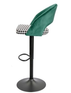 Taburete TEIDE, regulable, metal negro, tapizado verde con pata de gallo 2