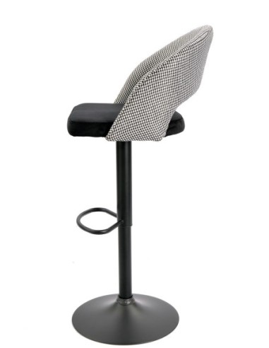 Taburete TEIDE, regulable, metal negro, tapizado pata de gallo con negro