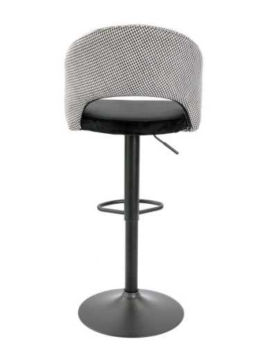 Taburete TEIDE, regulable, metal negro, tapizado pata de gallo con negro