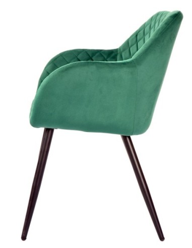 Sillón ROLANDO, metal, tapizado velvet 56 verde oscuro