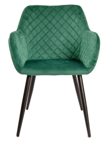 Sillón ROLANDO, metal, tapizado velvet 56 verde oscuro