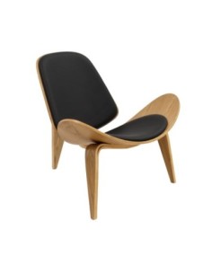 Sillón NORDIC (R), fresno, similpiel negra