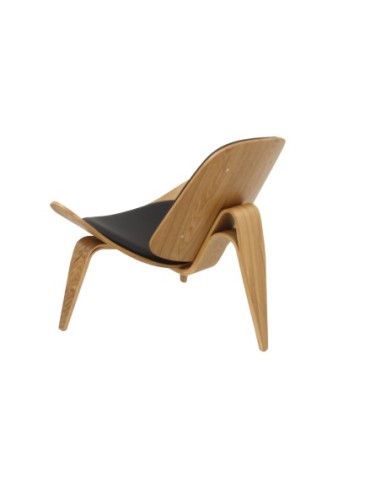 Sillón NORDIC (R), fresno, similpiel negra