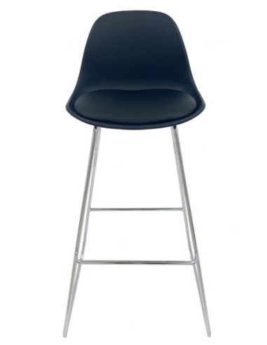 Taburete TOW FINN, cromado, carcasa y tapizado negro