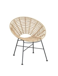Sillón CIDORA, metal, ratán beige