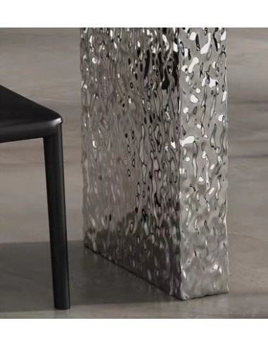 Mesa VENETO, acero inoxidable, acrílico, tapa de cerámica, 160 x 90 cms