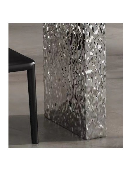 Mesa VENETO, acero inoxidable, acrílico, tapa de cerámica, 160 x 90 cms