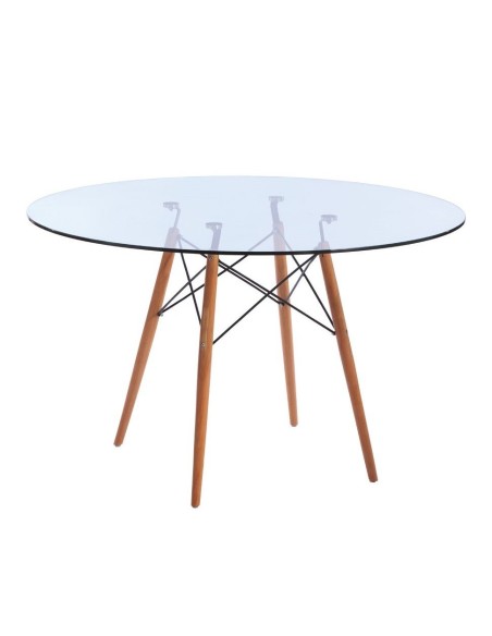 Mesa STAR, madera, cristal, 120 cms de diámetro