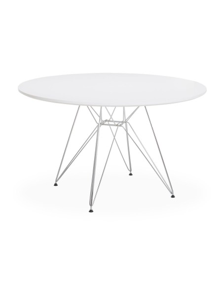 Mesa STAR, cromada, lacada blanca, 120 cms de diámetro