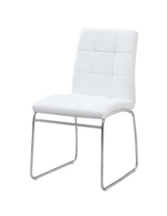 Silla BERTA, cromada, similpiel blanca