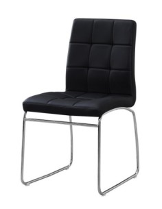 Silla BERTA, cromada, similpiel negra