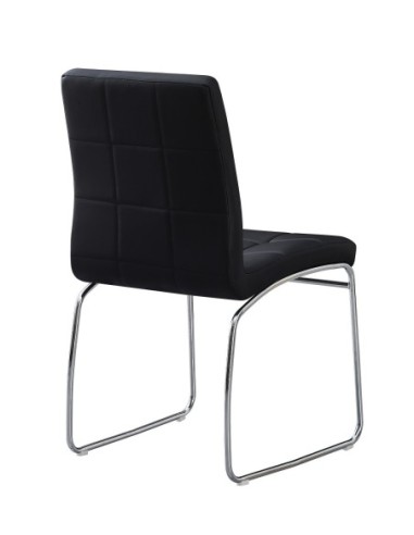 Silla BERTA, cromada, similpiel negra