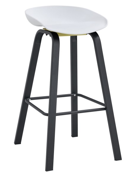 Taburete DANTE NEW (SU), metal negro, polipropileno blanco