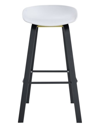 Taburete DANTE NEW (SU), metal negro, polipropileno blanco