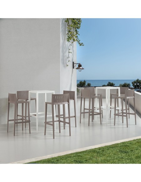 Mesa CHOPIN-103, apilable, polipropileno blanco, 50 x 50 x 103 cms