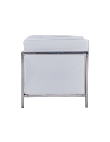 Sillón LOBBY, acero inoxidable, similpiel blanca