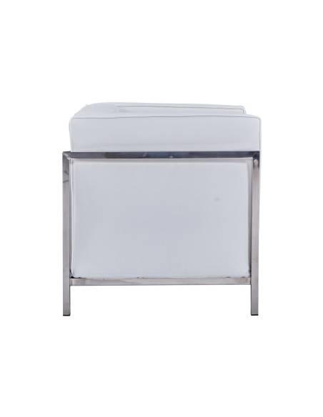 Sillón LOBBY, acero inoxidable, similpiel blanca