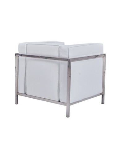 Sillón LOBBY, acero inoxidable, similpiel blanca