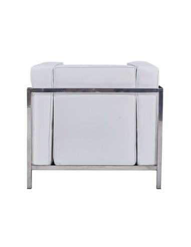 Sillón LOBBY, acero inoxidable, similpiel blanca