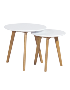 Mesa ACCRA, - nido -, 2 mesas, baja, madera, lacada blanca