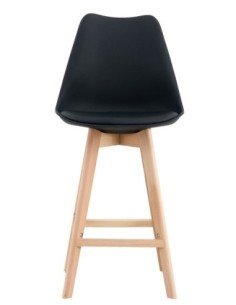 Taburete TORRE (SU), madera, negro, cojín negro 2