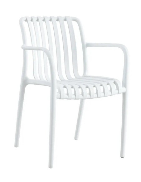 Sillón SALER, apilable, polipropileno blanco