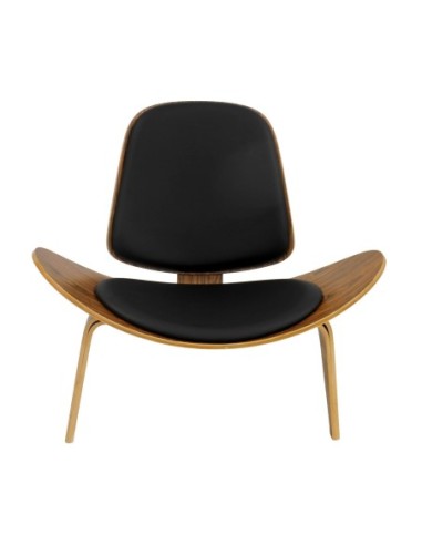 Sillón NORDIC (R), palo rosa, similpiel negra