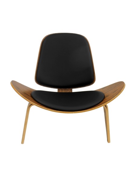 Sillón NORDIC (R), palo rosa, similpiel negra