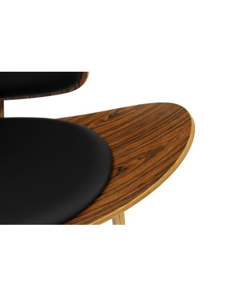 Sillón NORDIC (R), palo rosa, similpiel negra