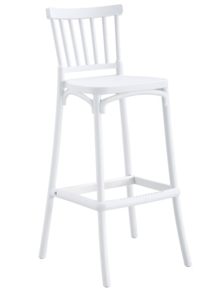 Taburete MILOS, tratamiento anti UV, polipropileno blanco