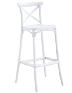 Taburete CORFÚ, tratamiento anti UV, polipropileno blanco