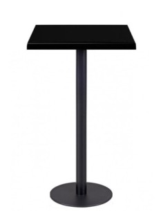 Mesa alta BOMBAY, negra, base de 110 cms y tapa de 70x70 cms. Color a elegir