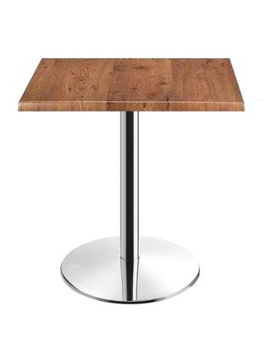 Mesa BENAMARA, acero inoxidable, base de 72 cms y tapa 80x80 cms. Color a elegir