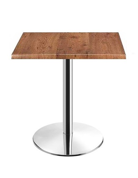 Mesa BENAMARA, acero inoxidable, base de 72 cms y tapa 80x80 cms. Color a elegir