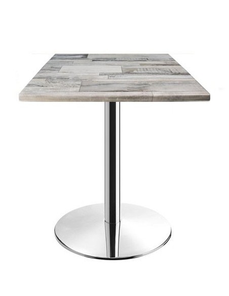 Mesa BENAMARA, acero inoxidable, base de 72 cms y tapa 60x60 cms. Color a elegir