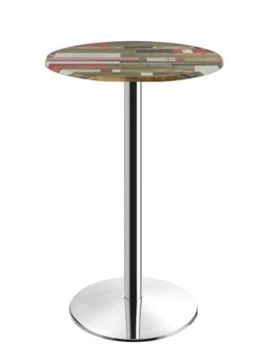 Mesa alta BENAMARA, acero inoxidable, base de 110 cms y tapa 70 cms. Color a elegir