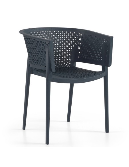 Sillón BILL, apilable,  polipropileno antracita