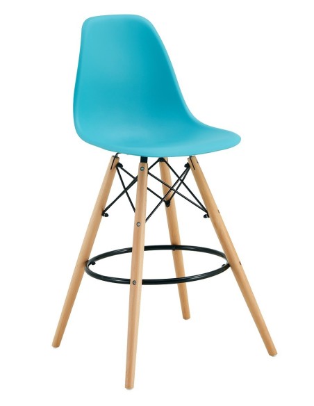 Taburete STAR (SU), madera, carcasa turquesa
